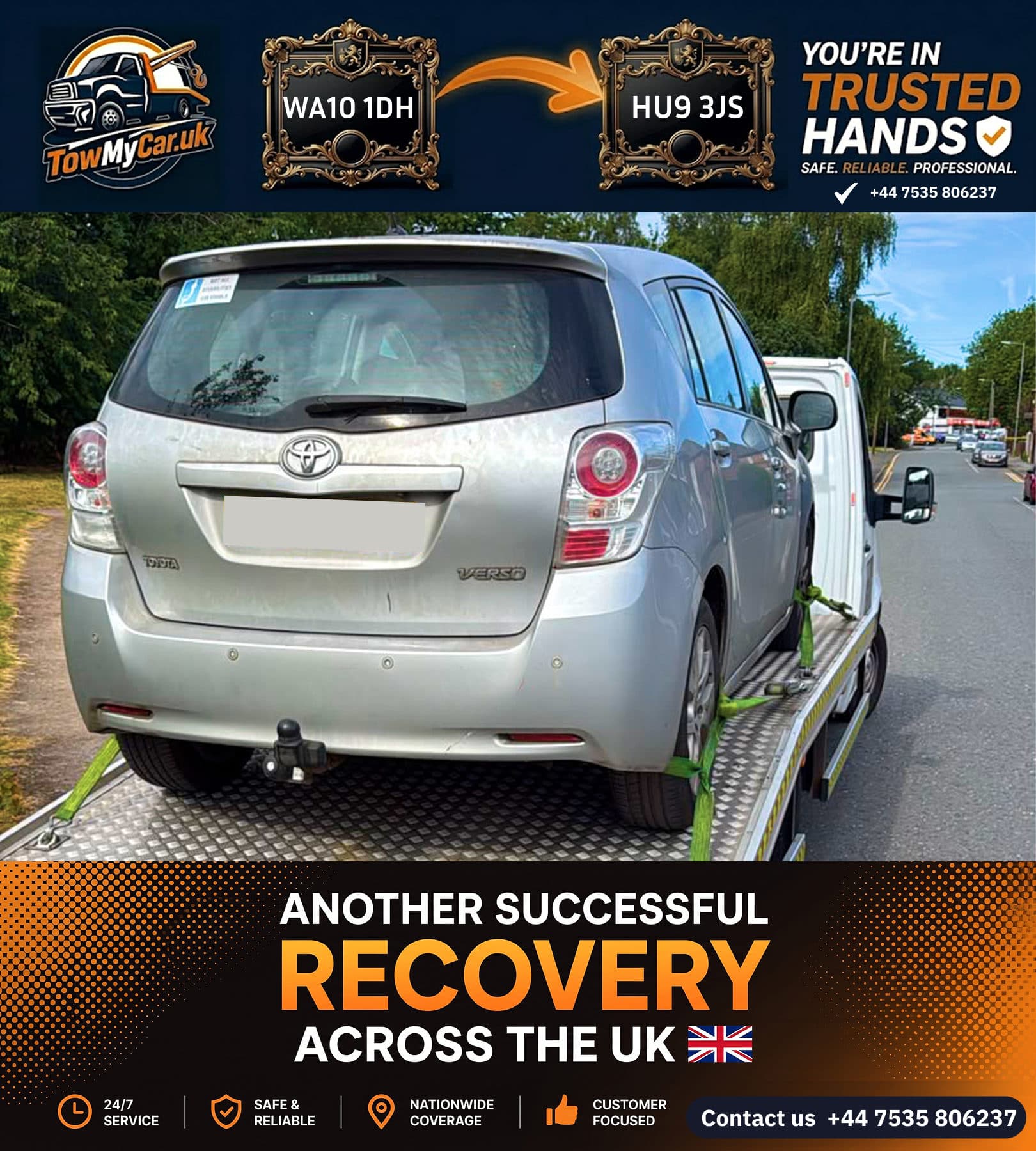 Recovery in St. Helens, unparished area → Kingston upon Hull, City of, unparished area — TowMyCar UK roadside recovery