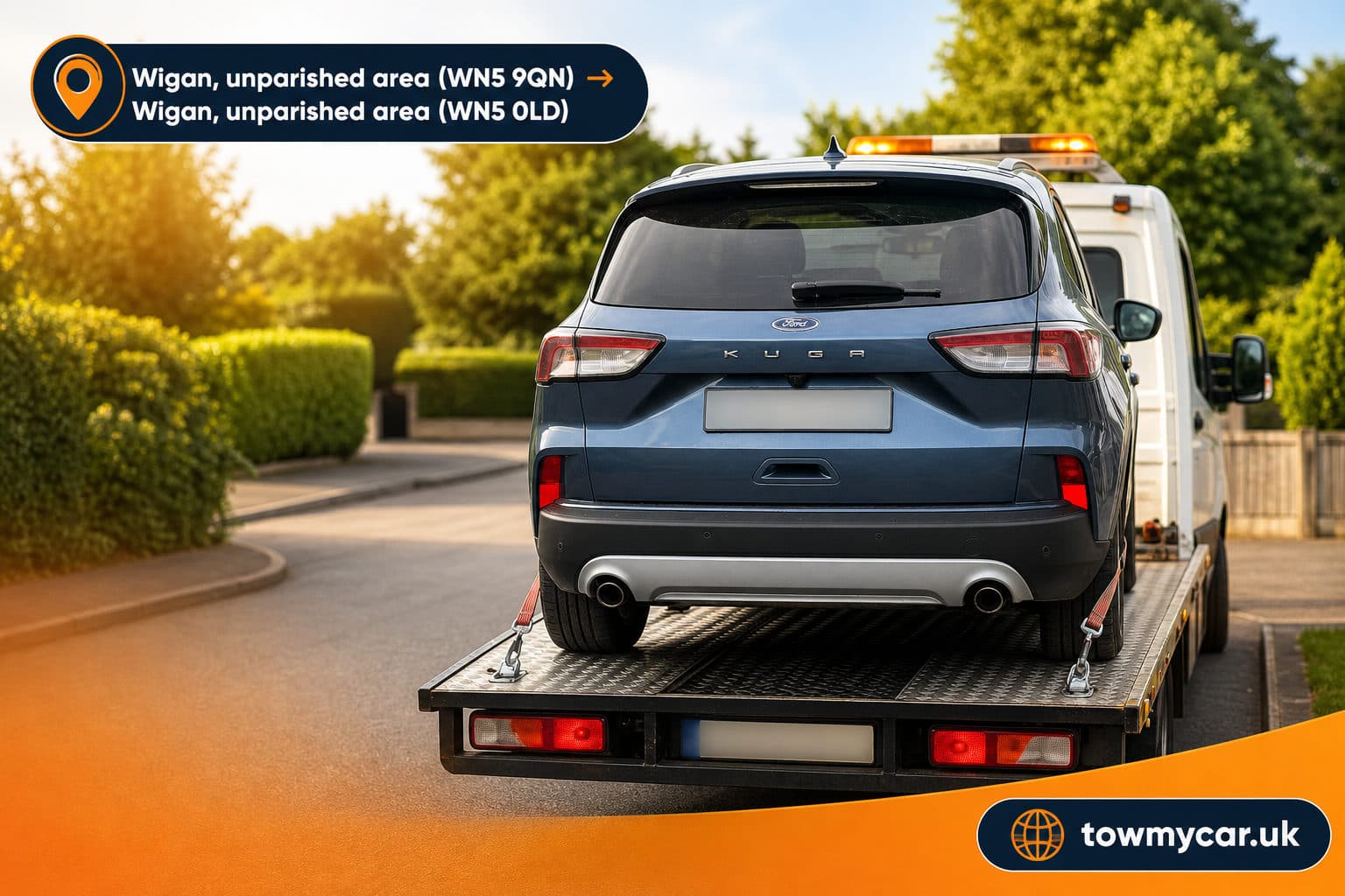 TOW in Wigan, unparished area → Wigan, unparished area — TowMyCar UK roadside recovery